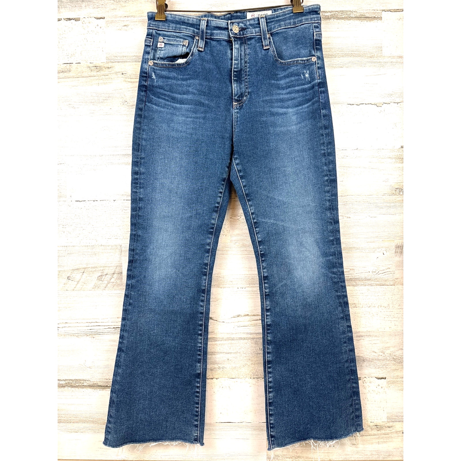 Ag Trendy Farrah Boot Crop Jeans Womens 29 Fray Hem Designer Denim